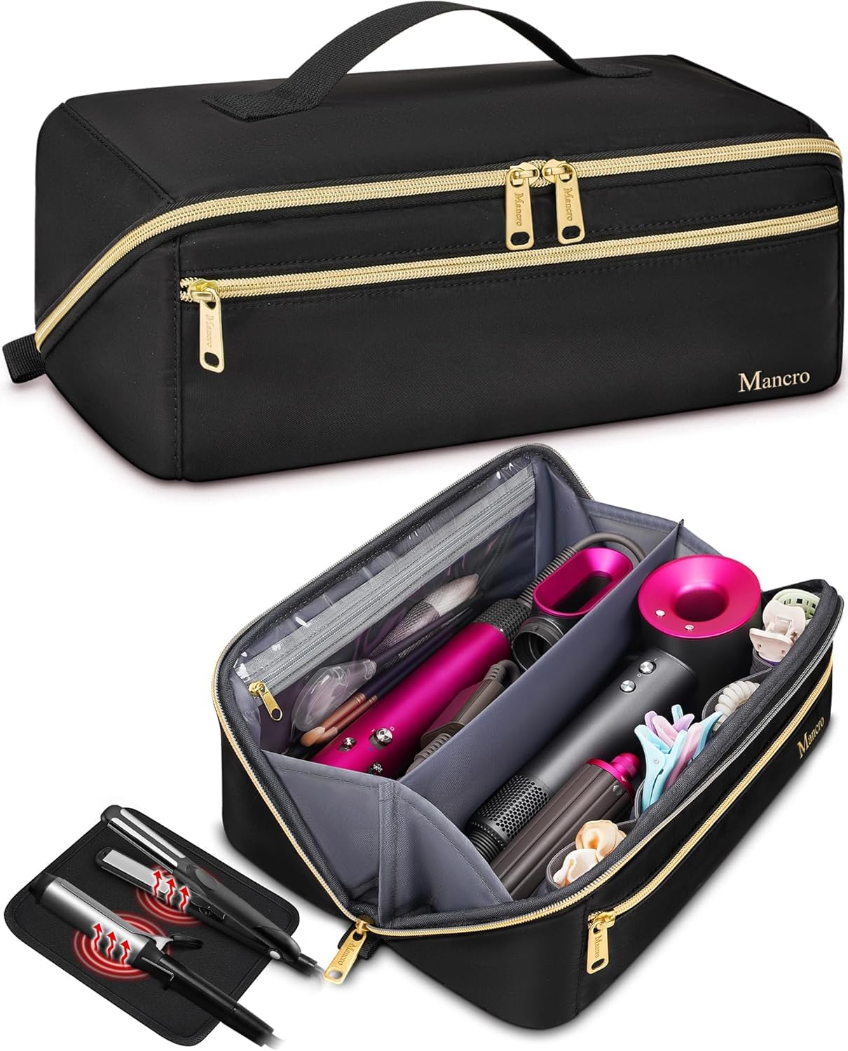Mancro Hair Tools Travel Bag Compatible with Shark Flexstyle Wide-open Hot Hair Tool Organizer with Separate Heat Resistant