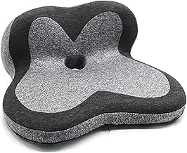 Almofada de assento para cadeira de escritório, almofada de espuma viscoelástica para alívio da dor nas costas e ciática, cóccix ortopédico para cóccix para dor no cóccix contornado corretor de postura para carro e cadeira de computador (cinza)