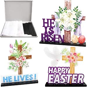 Amazon.com: Easter Table Tiered Tray Decor Decorations Religious He is ...