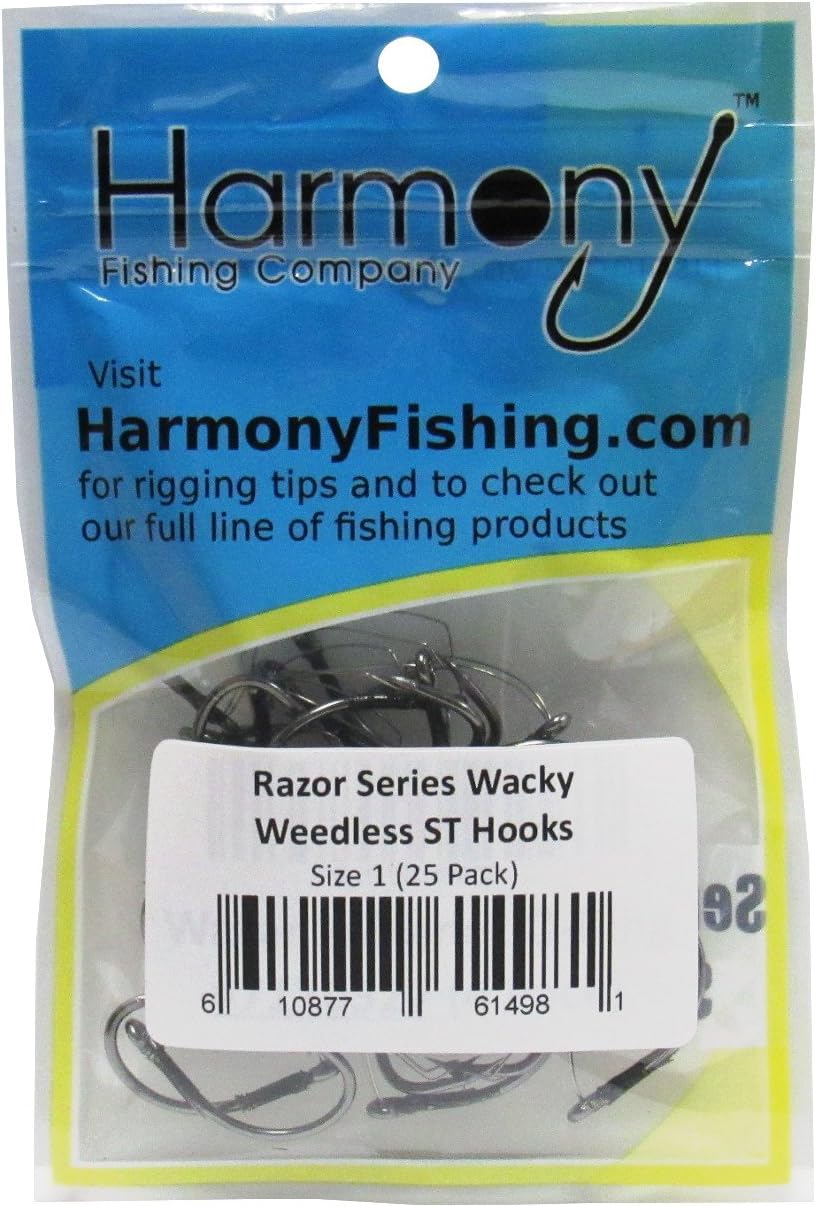 Harmony Fishing - Razor Series Wacky Weedless ST Hooks (Size 1) (25 Pack), Black - Image 4