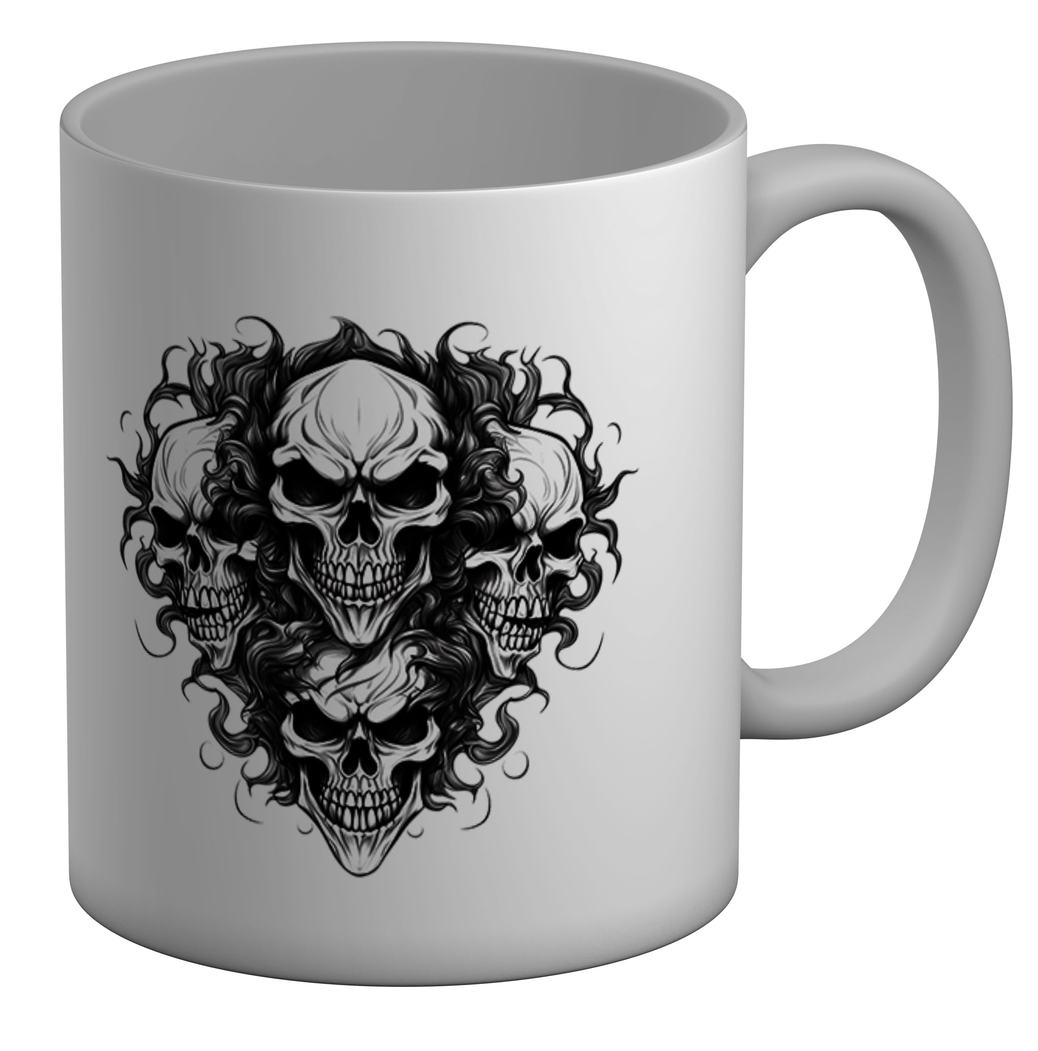Shopagift Demon Skulls Mug Gothic Rock Biker Skeleton Faces White 11oz Large Gift Ceramic Cup