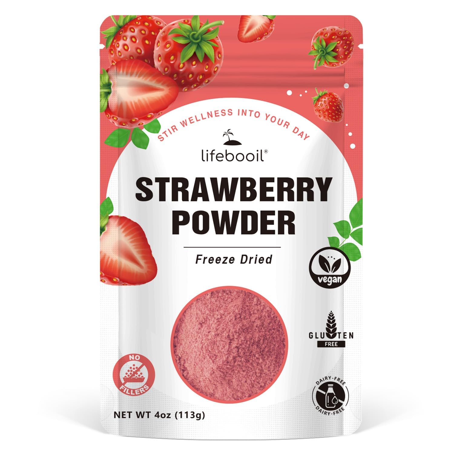 Freeze Dried Strawberry Powder for Baking& Drinks & Smoothie,Vegan,Non-GMO,Gluten Free,No Additives and Preservatives,4oz