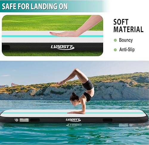 Miniatura 5 de Colchoneta de gimnasia de 131620 pies, tapete de entrenamiento inflable de 48 pulgadas de grosor para gimnasia con bomba de aire eléctrica para uso