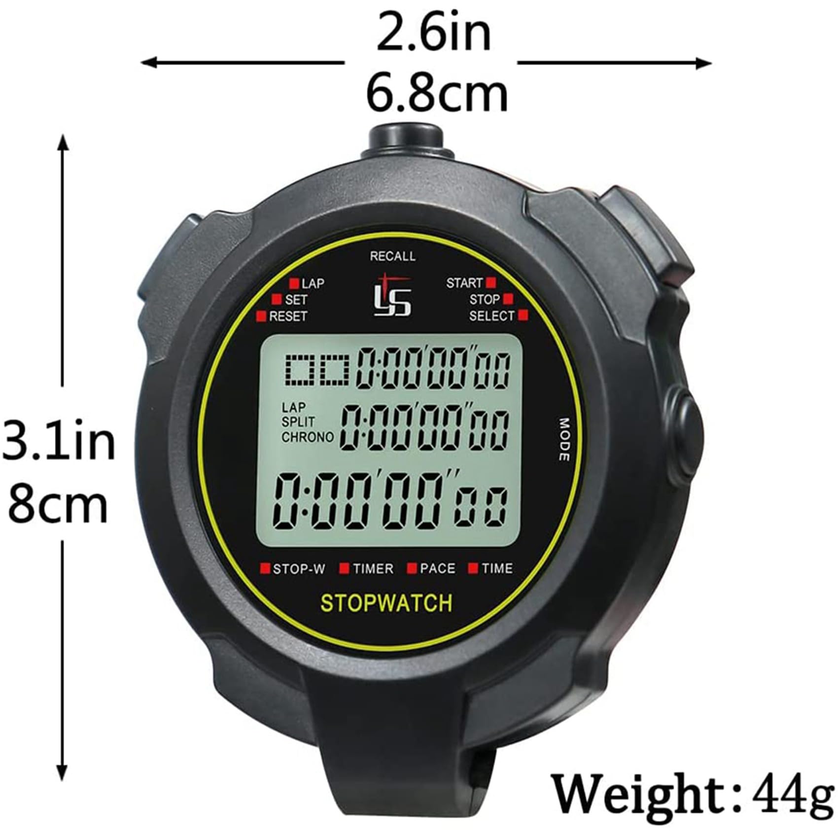 4X Cronometro Digitale, Timer per Il Conto alla Rovescia del Cronometro da 10 / Memoria Divisa, Ampio Display Impermeabile 12/24 Ore