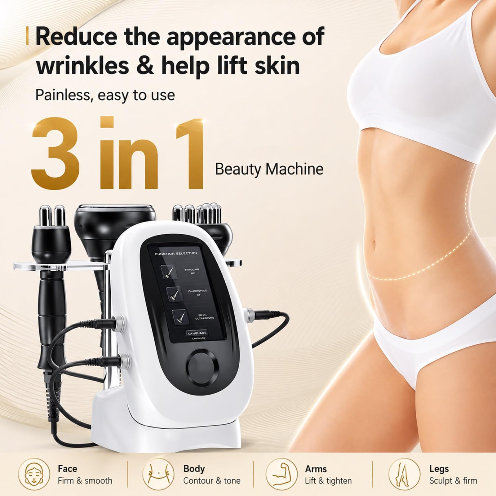Macchina A Cavitazione 40K Per Il Rimodellamento Del Corpo – Dispositivo Professionale 3-in-1 Per Home Spa – Massaggiatore Multifunzionale Per La Cura Del Viso E Attrezzatura Estetica