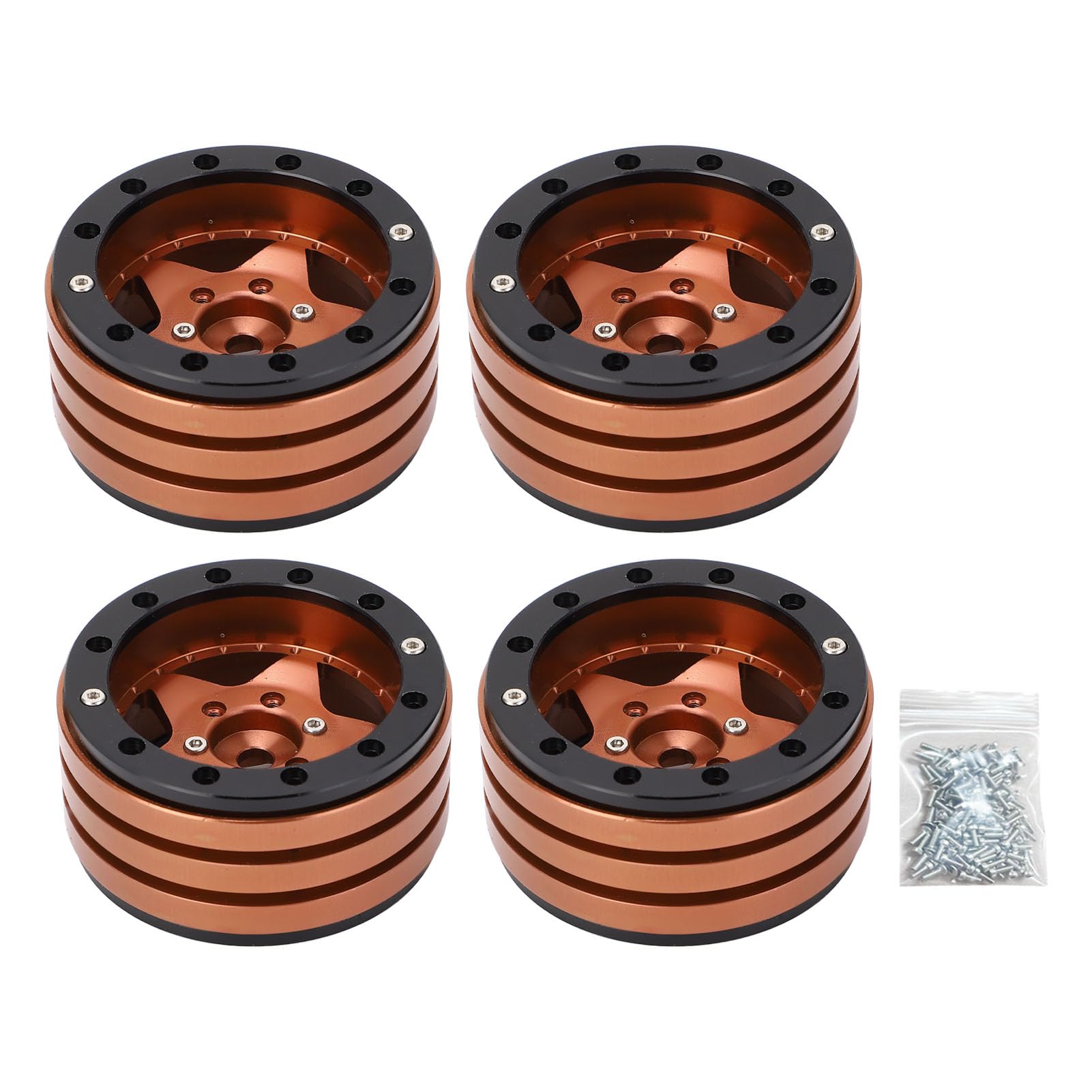4 szt. Piasta koła ze stopu aluminium CNC, 1,9-calowy wytrzymały zamiennik do samochodu gąsienicowego RC SCX10 w skali 1/10 Trwała, wytrzymała, ścierna, obciążona konstrukcja (Copper)