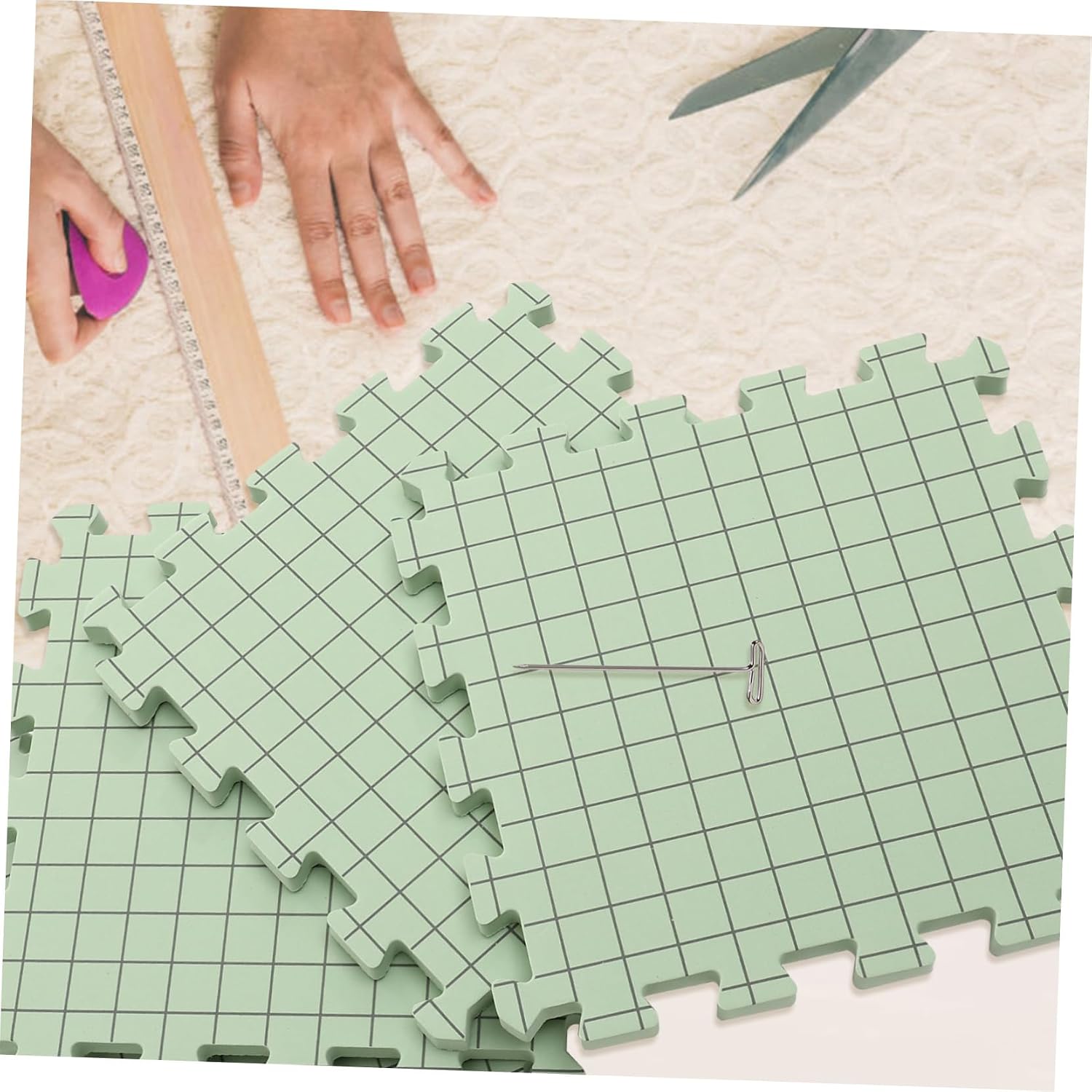 DECORNIJIA 1 Set Crochet Blocking Board with T Shaped Pins Portable Foam Blocking Mats for Knitting Projects for DIY Crafts and Versatile Use