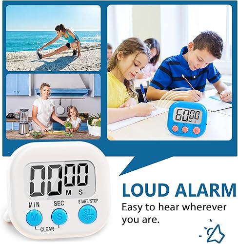 Miniatura 5 de Paquete de 12 temporizadores digitales para aula, temporizadores magnéticos de cocina de cuenta regresiva para cocinar, temporizador de alarma de