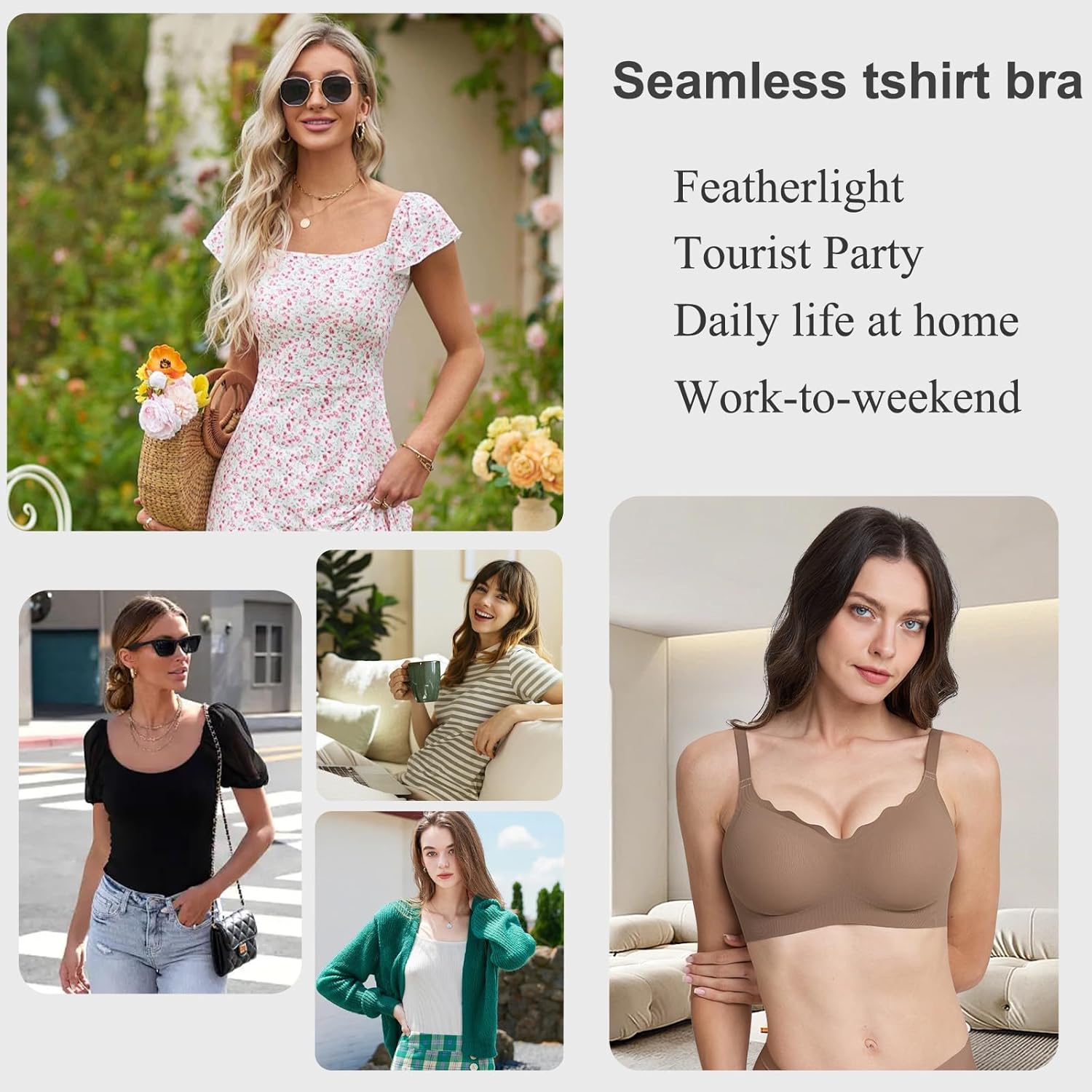 Womens Seamless T-Shirt Bras 3 Pack Wireless Comfy Jelly Bra, Full Coverage Bralette No Show Under Clothes