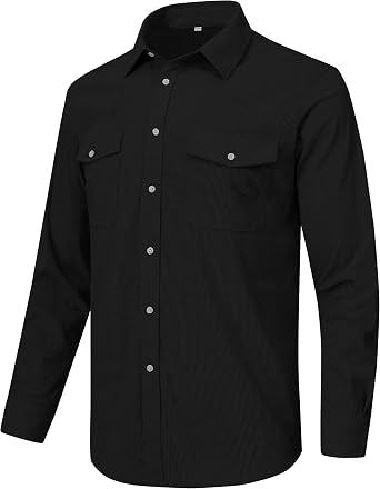 MoFiz Mens Corduroy Shirts Casual Lightweight Jacket Long Sleeve Button Down Shacket Jackets with Pocket