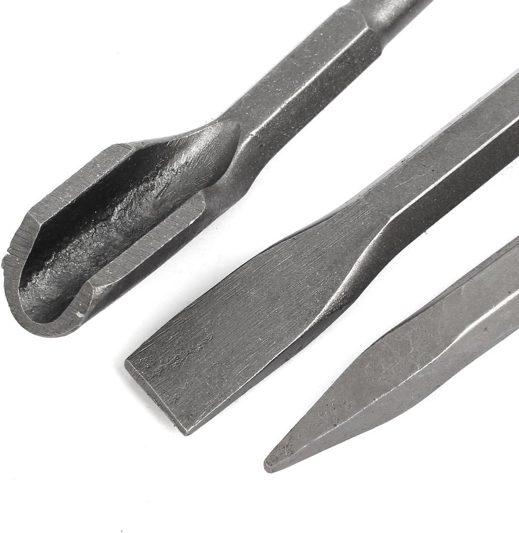 Aexit Square SDS Special Tool Plus Drill Hole 6" U-Shaped 7" Flat and Point Bit Concrete Chisel 3 in 1 Model:88as233qo363