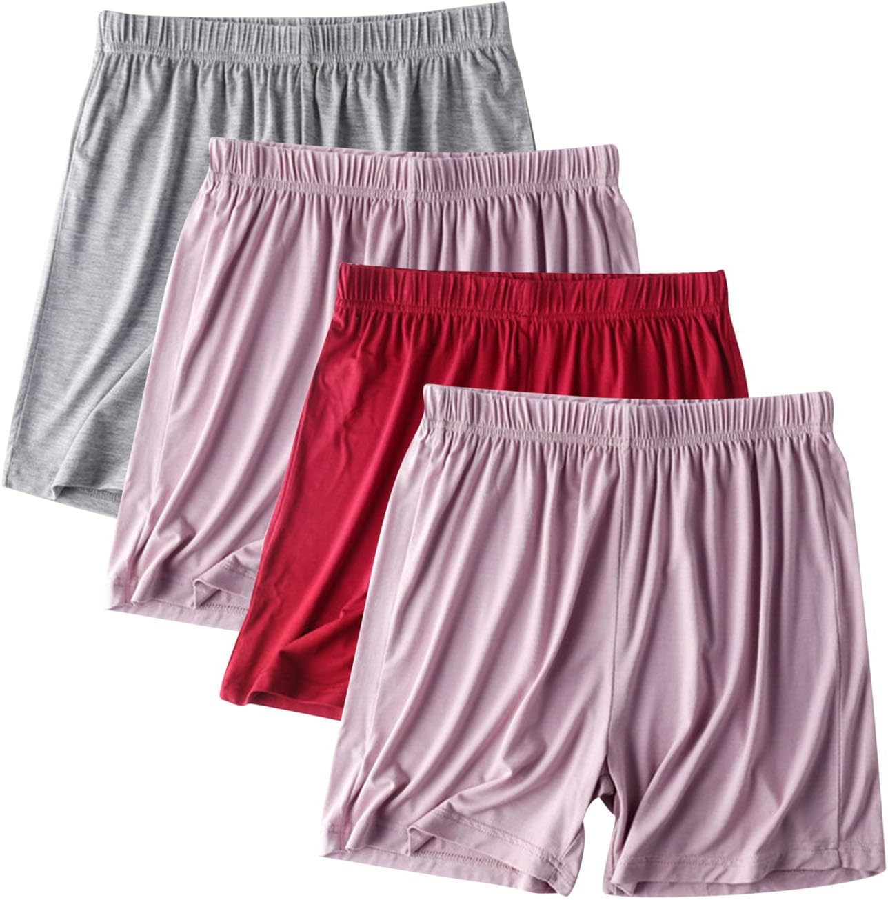 4-Pack Modal Soft Lounge Shorts for Women High Waist Casual Sleepwear Cozy Pajama Bottom Comfy Pj Shorts