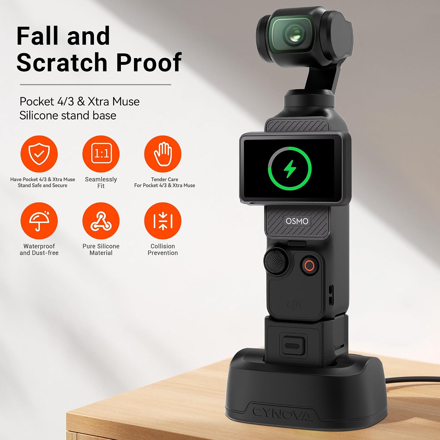 CYNOVA Non-Slip Desktop Mount for DJI Osmo Pocket 3/4/Xtra Muse, with DJI Osmo Pocket 3 Screen Protector(2 Set), Osmo Pocket 3 Accessories Kit, Anti-Scratch and Wear-Resistant, Easy to Use