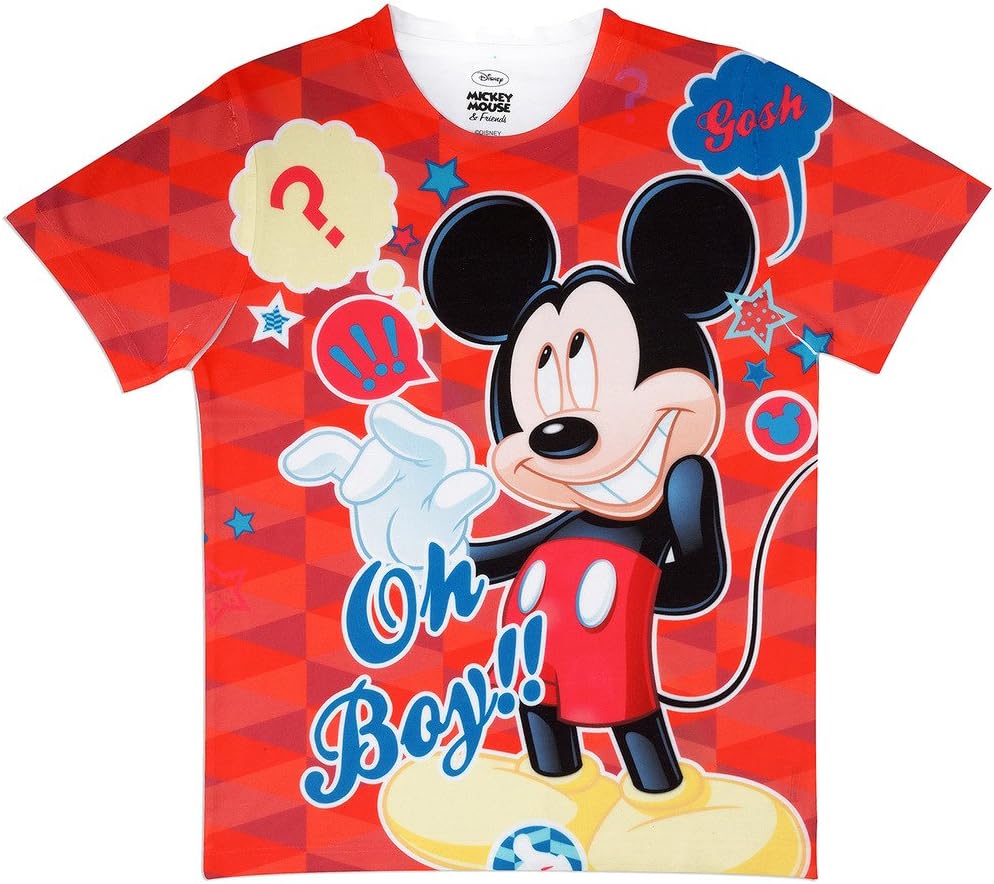 MICKEY MOUSE FAMILY Boys Polyester Round Neck Short Sleeves Tshirt - Red (DMF0005)