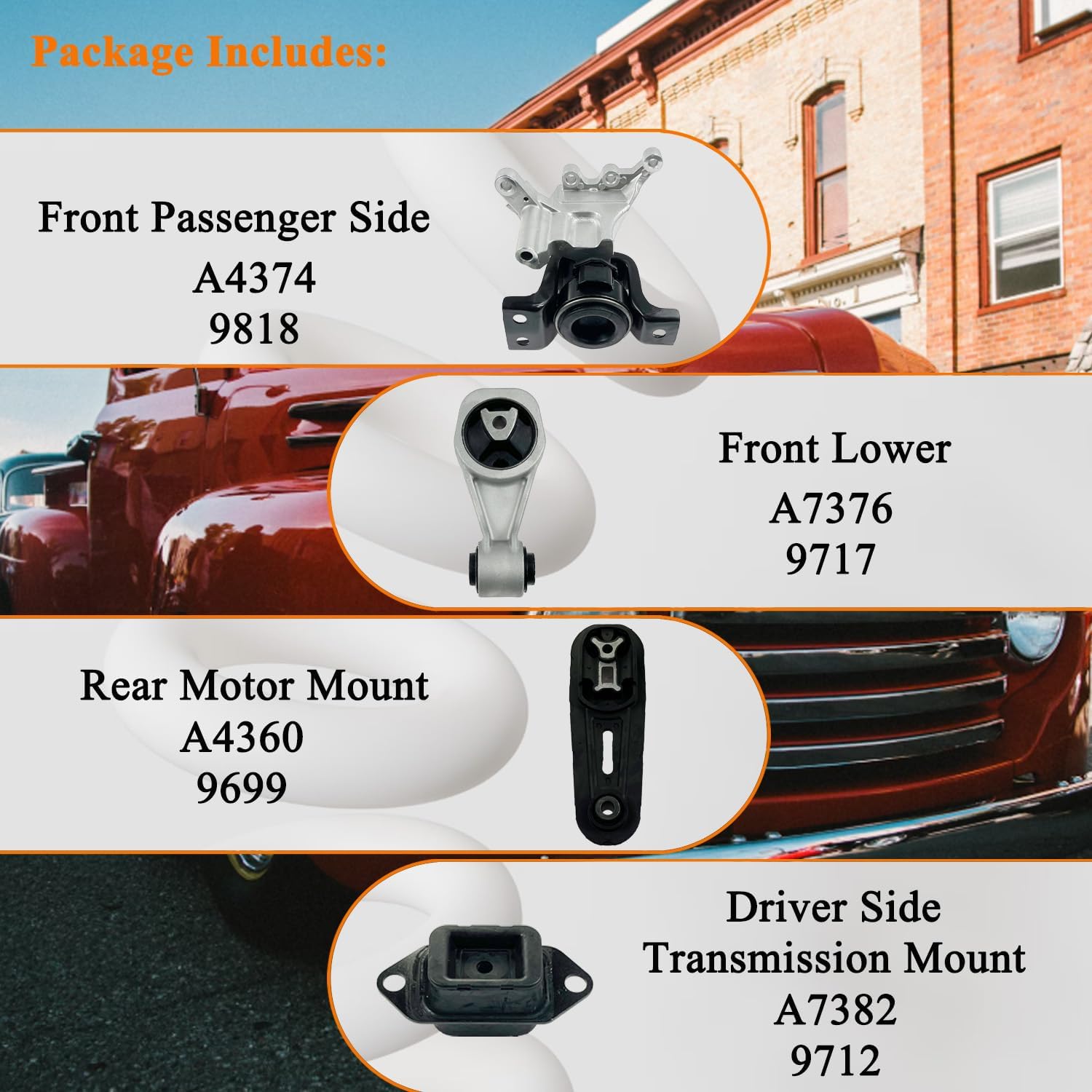 4Pcs Engine Motor Mount Kit Compatible with 2013 2014 2015 2016 2017 2018 2019 Nissan Sentra 1.8L, Replaces A7382 A7376 A4360 A4374 Transmission Mounts