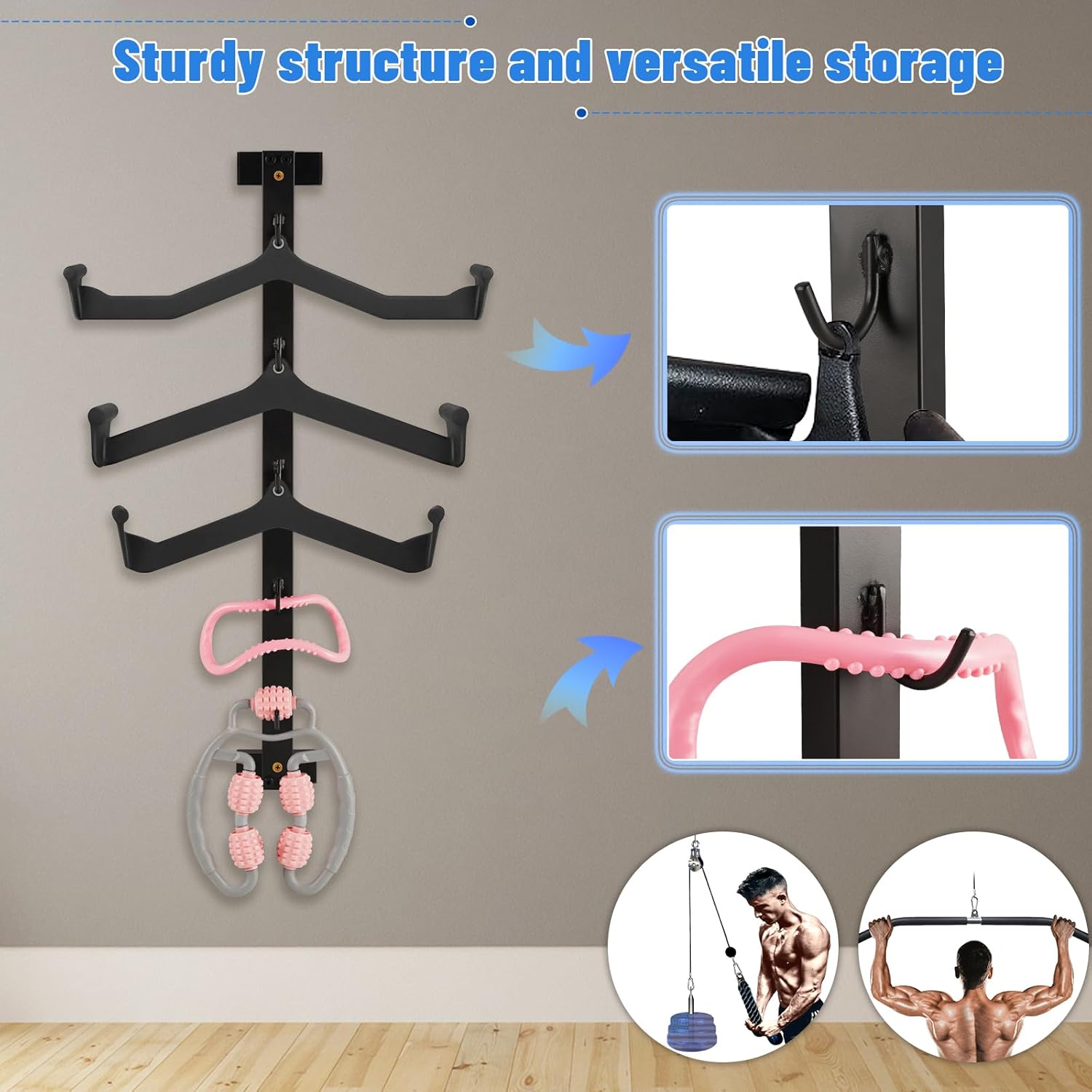 LAT Pulldown Attachments LAT Pull Down Bar Storage Rack for Mag Grip LAT Pulldown Machines Attachments Stand Cable Attachment Storage Rack for Home Gym and Gym Wall Storage