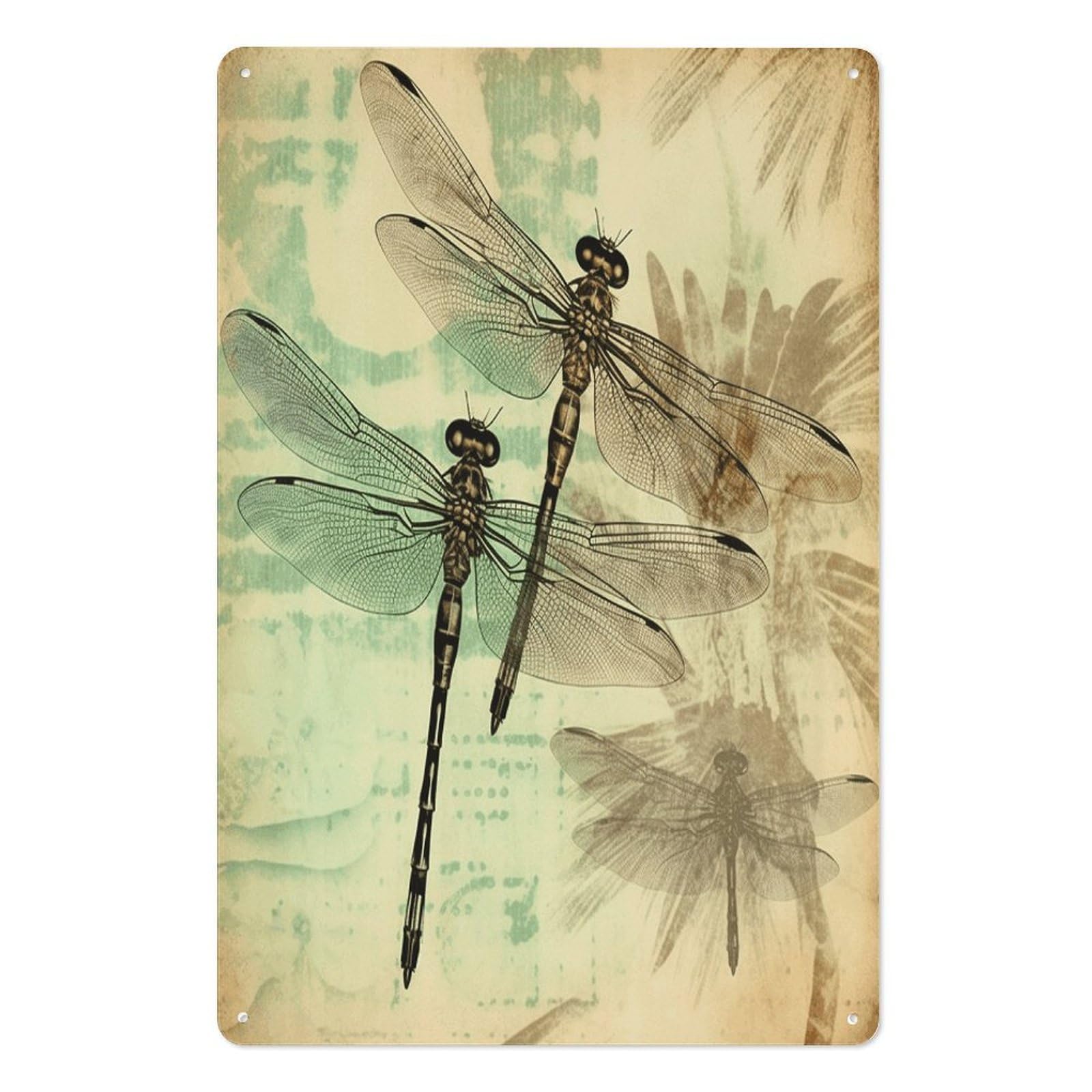 Dragonfly Dragonflies Vintage Tin Sign Novelty Vintage Wall Art for Home Farmhouse Decor Metal Signs Classical Tin Hanging Picture for Yard Hotel Living Room 11.8x7.8 Inches