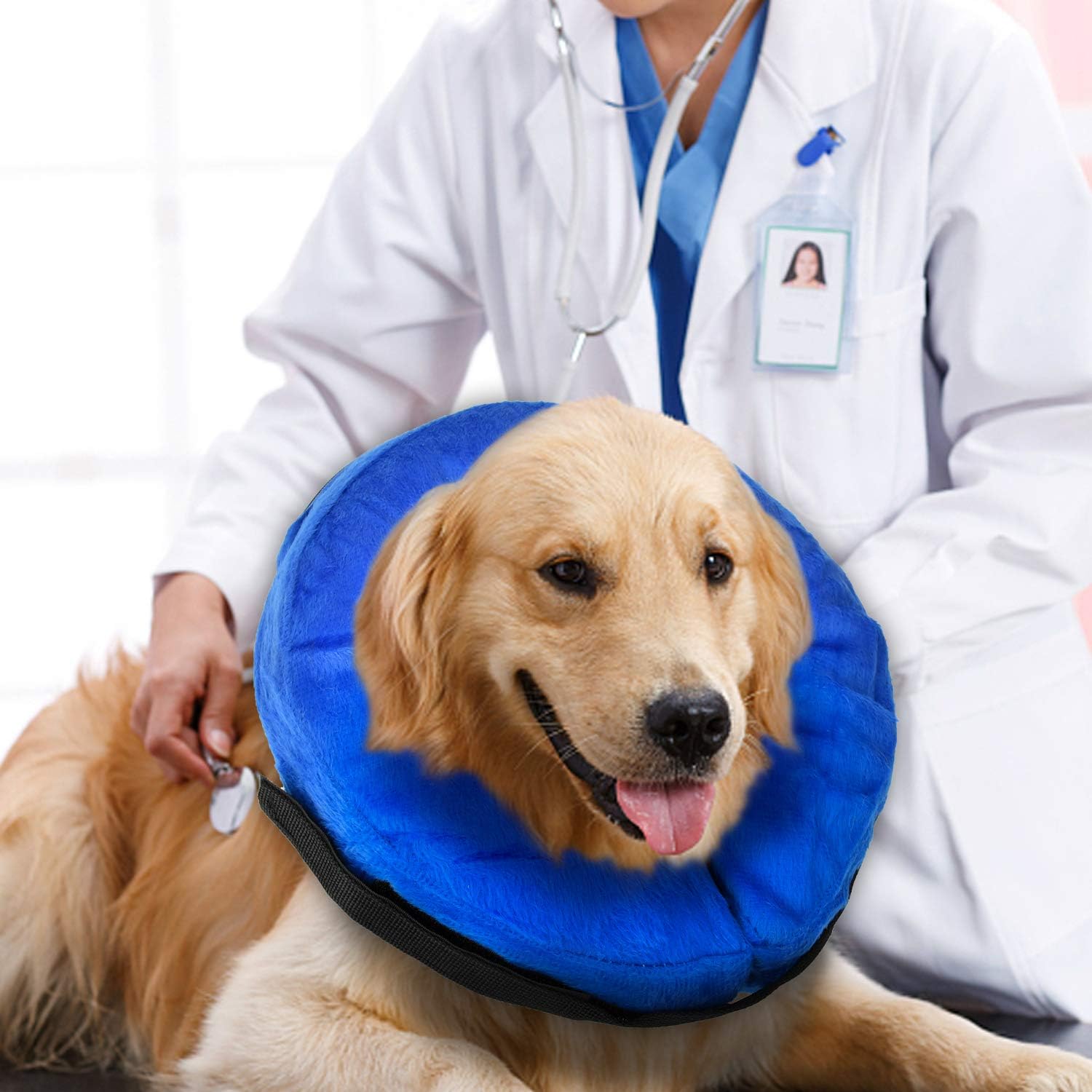 TANDD Protective Inflatable Collar for Dogs and Cats, Comfortable Pets Post Operative Collar to Prevent Pets from Touching Biting Scratching at Injuries Wounds Stitches (XL)