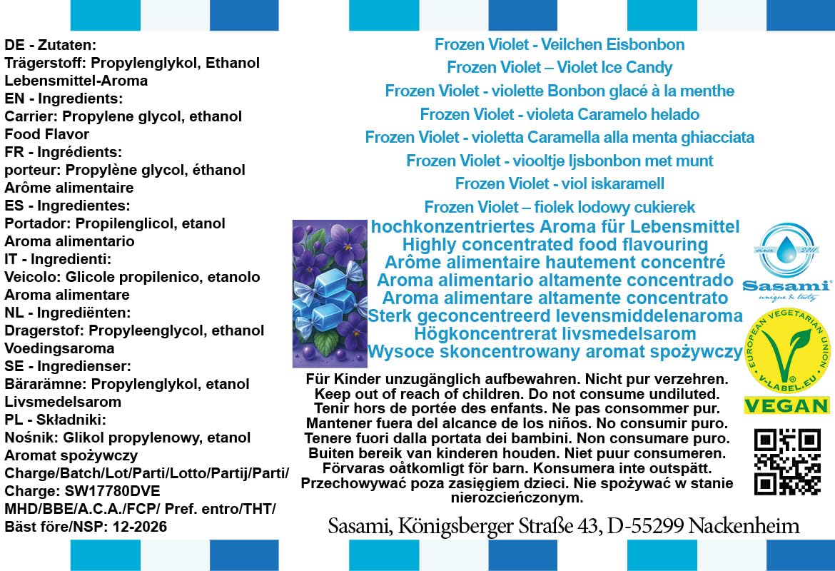Frozen Violet – fiołek lodowy cukierek aromat koncentrat – Wegański – Sasami – 100ml