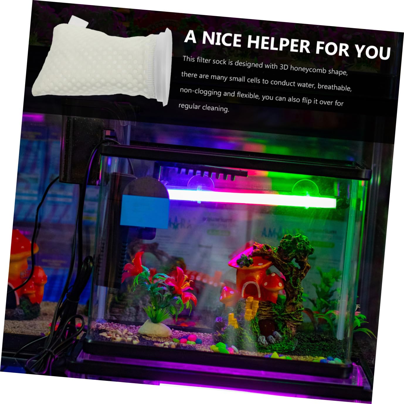 11 Stück Teiliges Aquarium filterbeutel Waben Design Wiederverwendbar Waschbar Kompatibel für Süß Salzwasser Aquarien Fischteich Wasserfilter