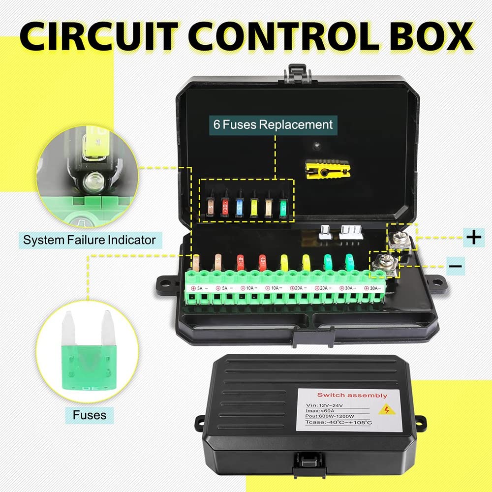 8 Gang Switch Panel Box, LED Switch Circuit Control Relay System, Touch Button Switch Panel, Label Stickers, for Car Trucks Boat UTV Marine SUV