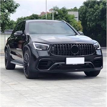 Diamond GT Style Front Bumper Grille in Grill Compatible for Mercedes -Benz X253 GLC 2019 2020 2021 300 200 220 Tuning Hood Mesh Grid(GT Silvery)