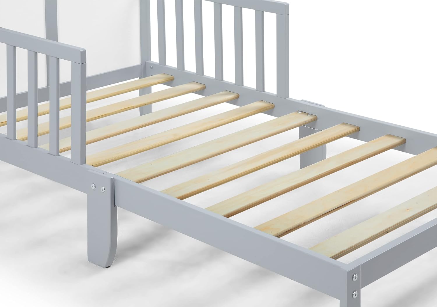 CITYLIGHT Toddler Bed Frame with Safety Guardrails, Solid Wood Toddler Bed for Kids, Boys & Girls, Easy to Assemble- Greenguard Gold Certified, Gray & White