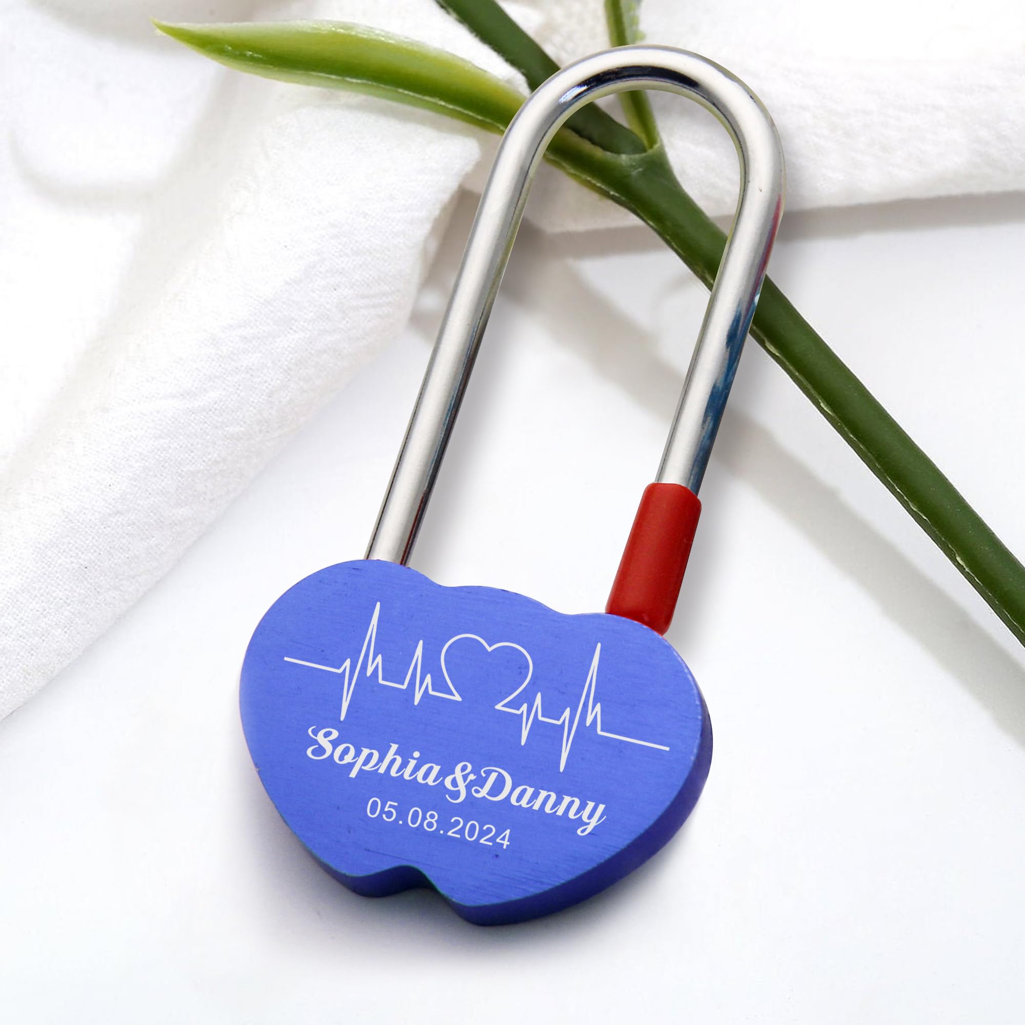 Personalised Padlock Engraved Love Lock Personalised Engraved Padlock for Bridge Love Locks for Her Him Girls Custom Gift Birthday Anniversary Wedding Christmas(Blue Design 2)