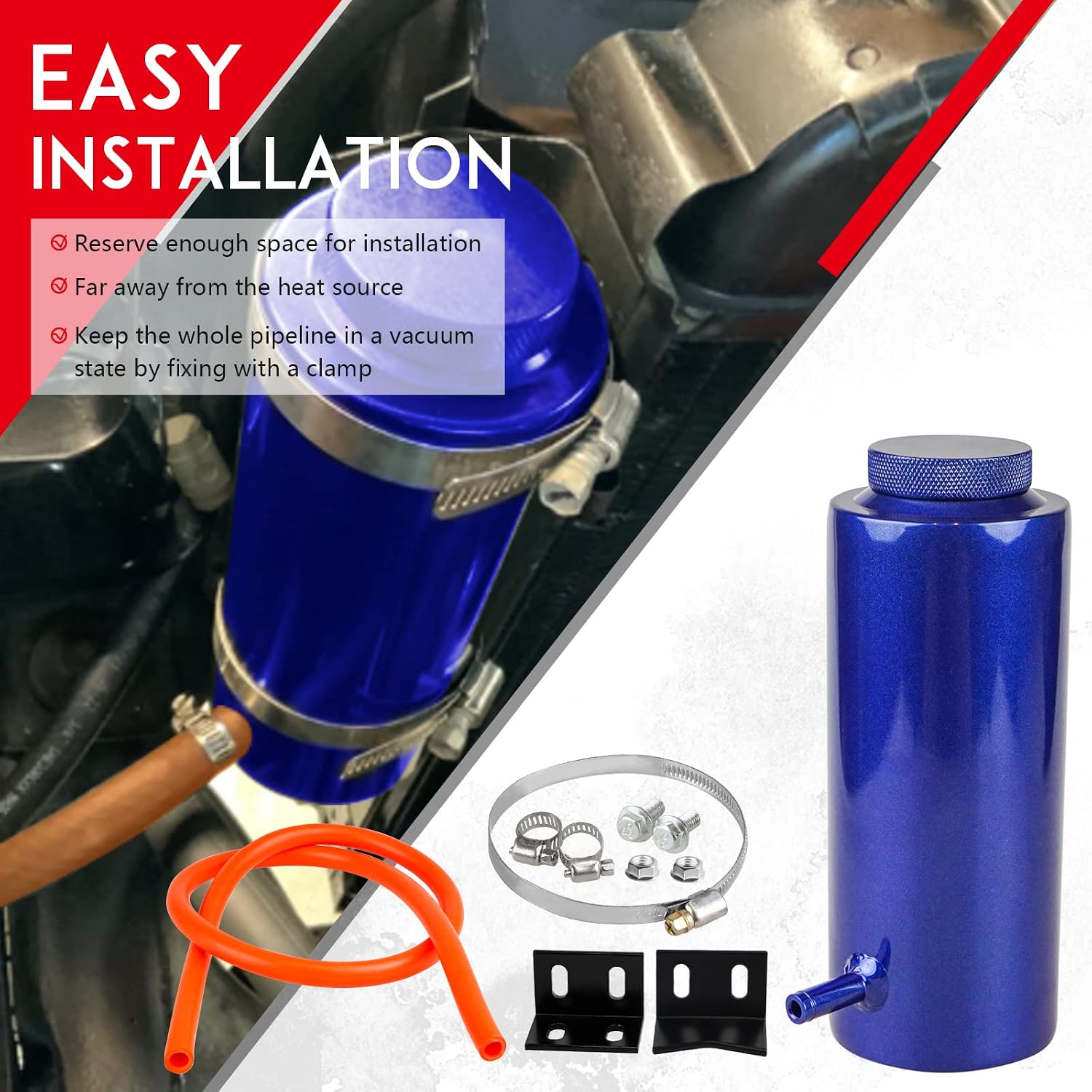 Universal Coolant Oil Catch Can Overflow Tank Radiator Overflow Bottle 800ml Aluminum Blue