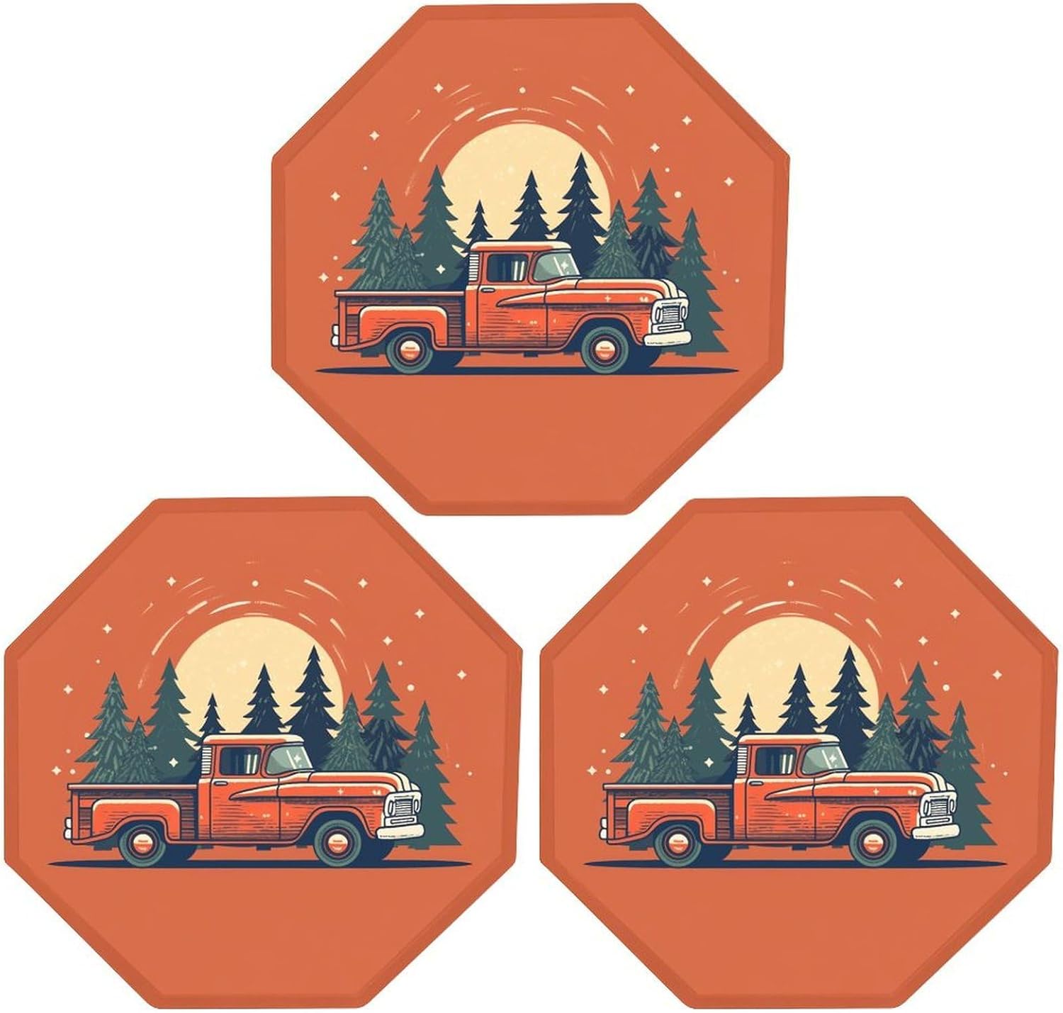 Ctagon Metal Sign for Home, Modern Display Plate for Kitchen, Red Pickup Truck Carrying Plates Accent Hanging Wall Decorations 3PCS for Living Room, Bedroom, Hallway, Hotel