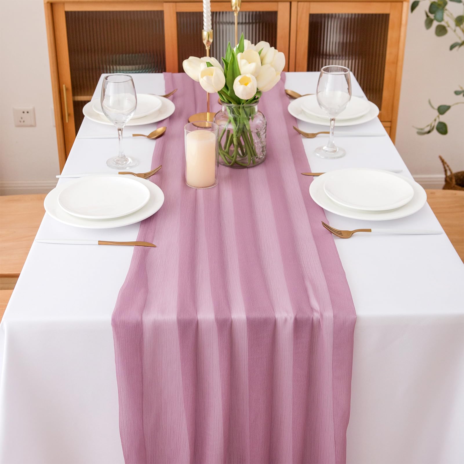 BrillShine Runner 70x300cm Runner da Tavola Trasparente Chiffon Tovaglia per Matrimonio Compleanno Festa Decorazioni