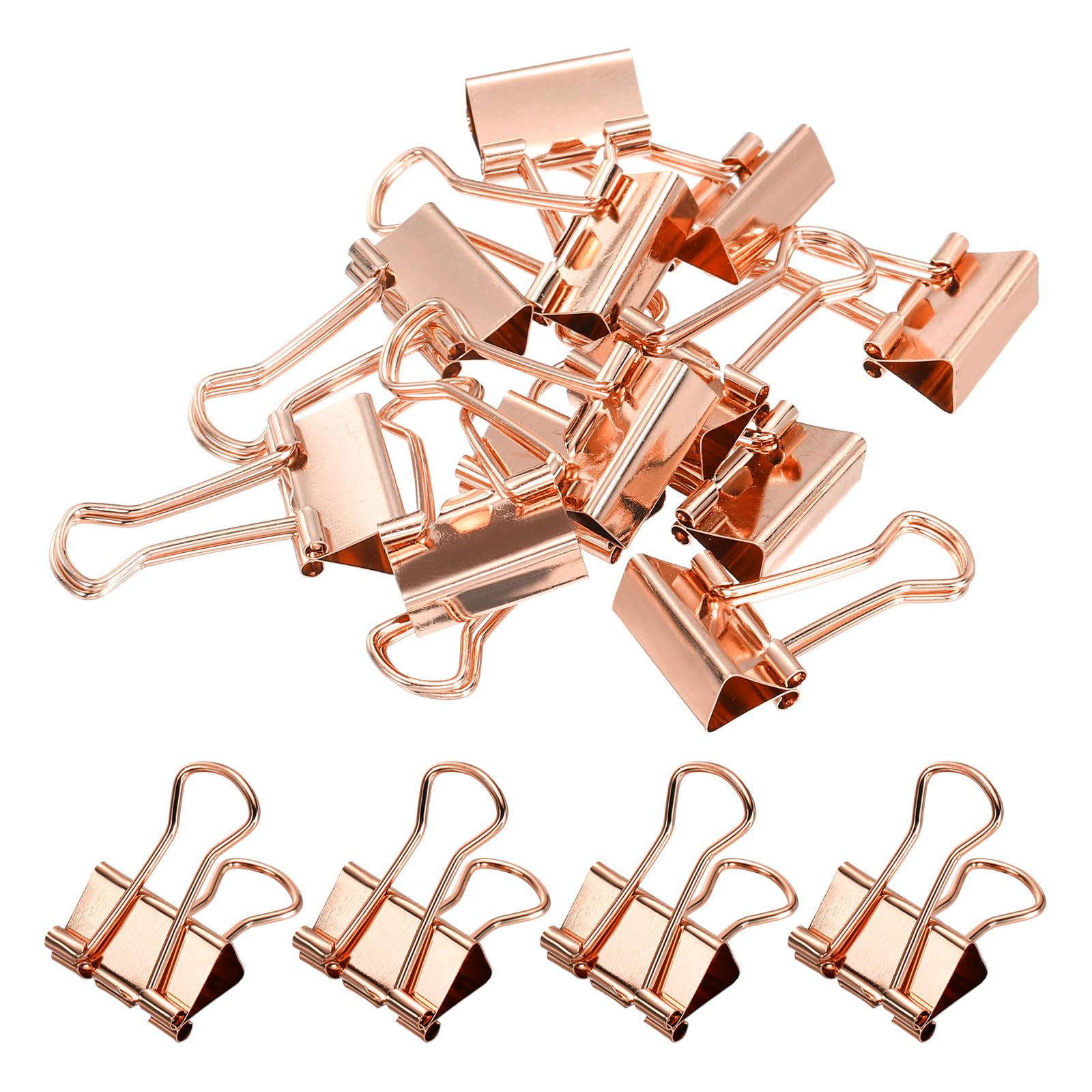 PATIKIL 12 Pcs Binder Clips, 19mm Metal Bull Dog Clips, Foldback Paper Clamps for Office Stationary Supplies Business Shops Kitchen Home, Rose Gold