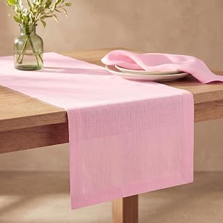 Solino Home 100% Pure Linen Table Runner Pink Lemonade, Fete 14 x 108 in | for dining table, home decor, party, wedding, machine washable, indoor outdoor, gifting, soft, OEKO-TEX Certified | Halloween