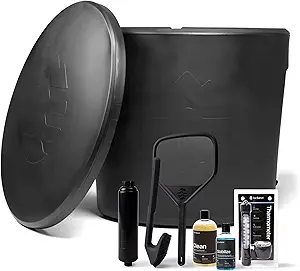 Ice Barrel 300 Cold Plunge Tub with Maintenance equipment – Portable Ice Bath Barrel with Water Treatment, Water Thermometer, Cleaning Soap, Cleaning Brush & Mesh Net for Cold Therapy