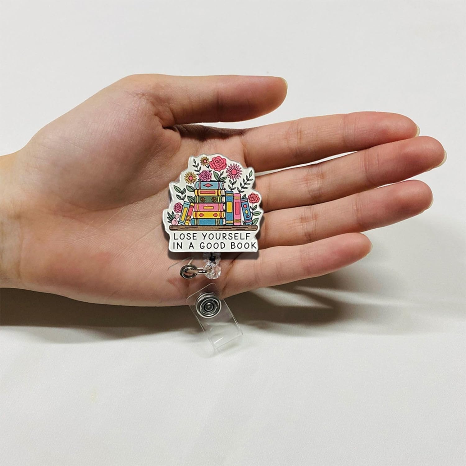 (4PCS) Lose Yourself in A Good Book Badge Reels Retractable, Name Badge Holder Reel ID Clip, Readers Book Lover Bookish Pediatric Decorative Gifts for Readers Nurses Office Worker Teacher Student - Image 4