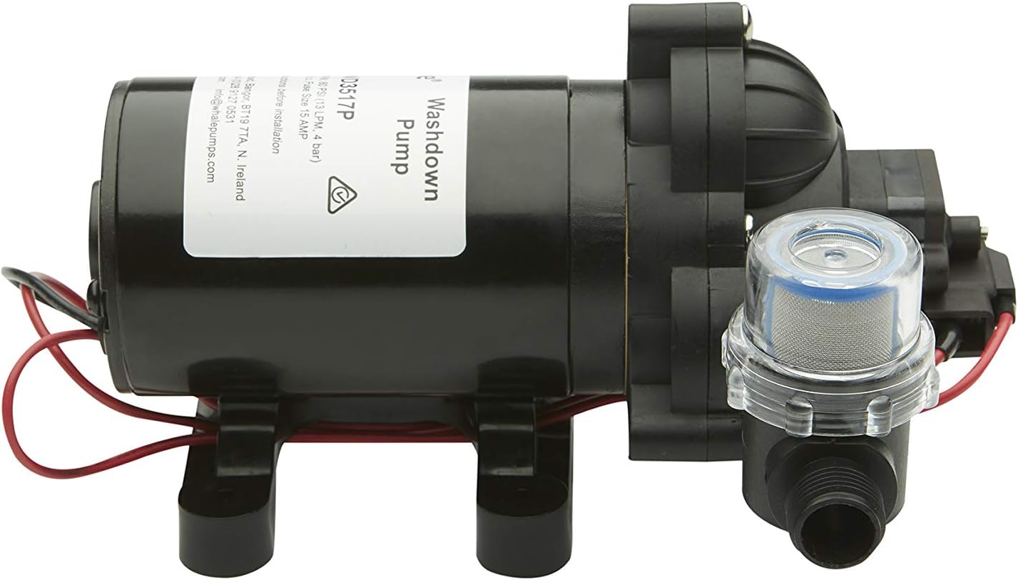 Whale WD3517P High-Pressure Wash Down Pump, 3.5 Gal./Min., 50 PSI (4.0 Bar), 12V, Two 1/2-In. Barbed Connections