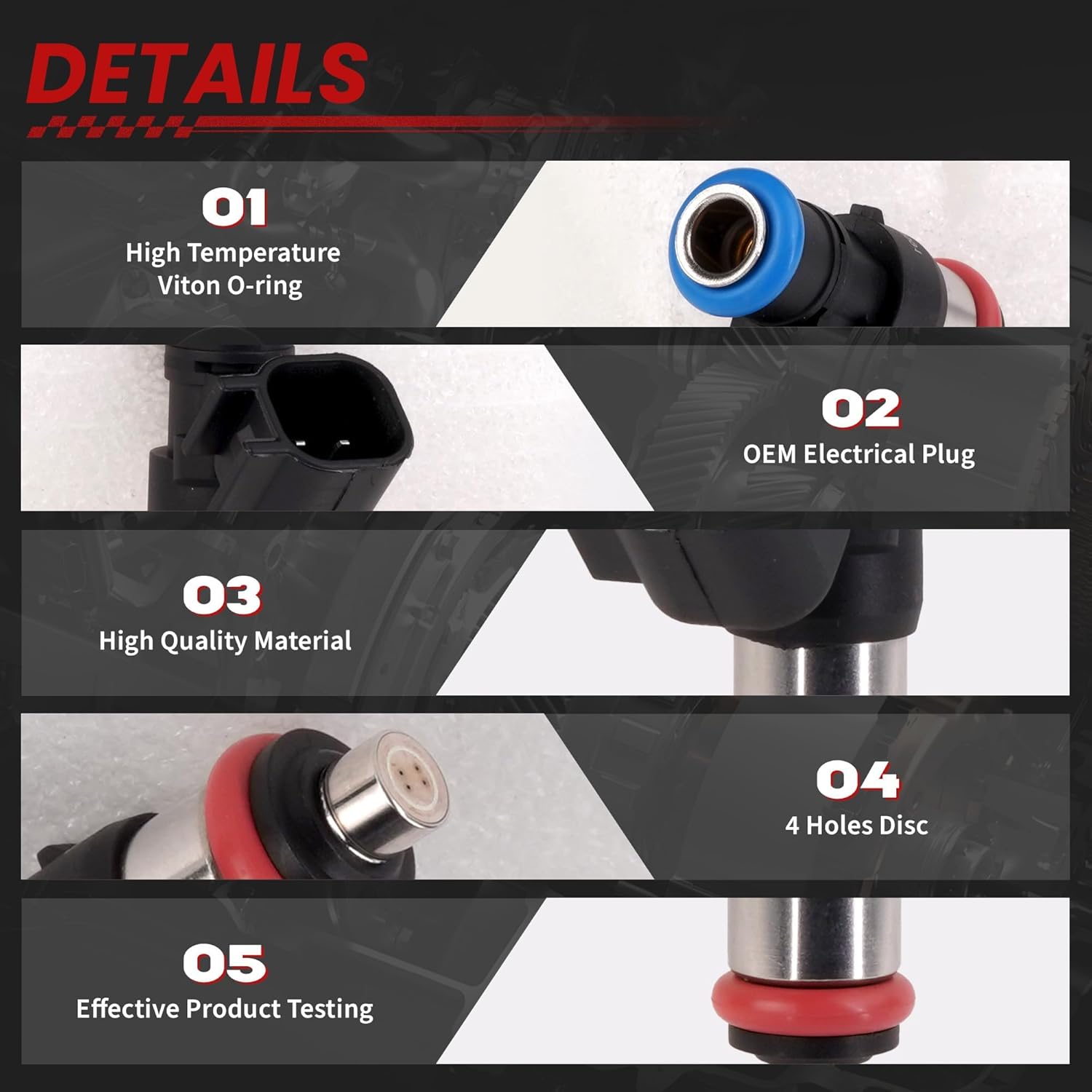 Fuel Injector 0280158091 Compatible with-Ford 2007 2008 2009 2010 2011 2012,Compatible with-Mazda CX-9 3.5L 3.7L Edge (6 PCS/Pack)