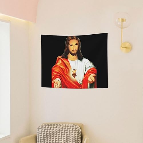 Miniatura 3 de Tapiz de corazón sagrado de Jesús para colgar en la pared de la sala de estar, decoración de pared de tapices