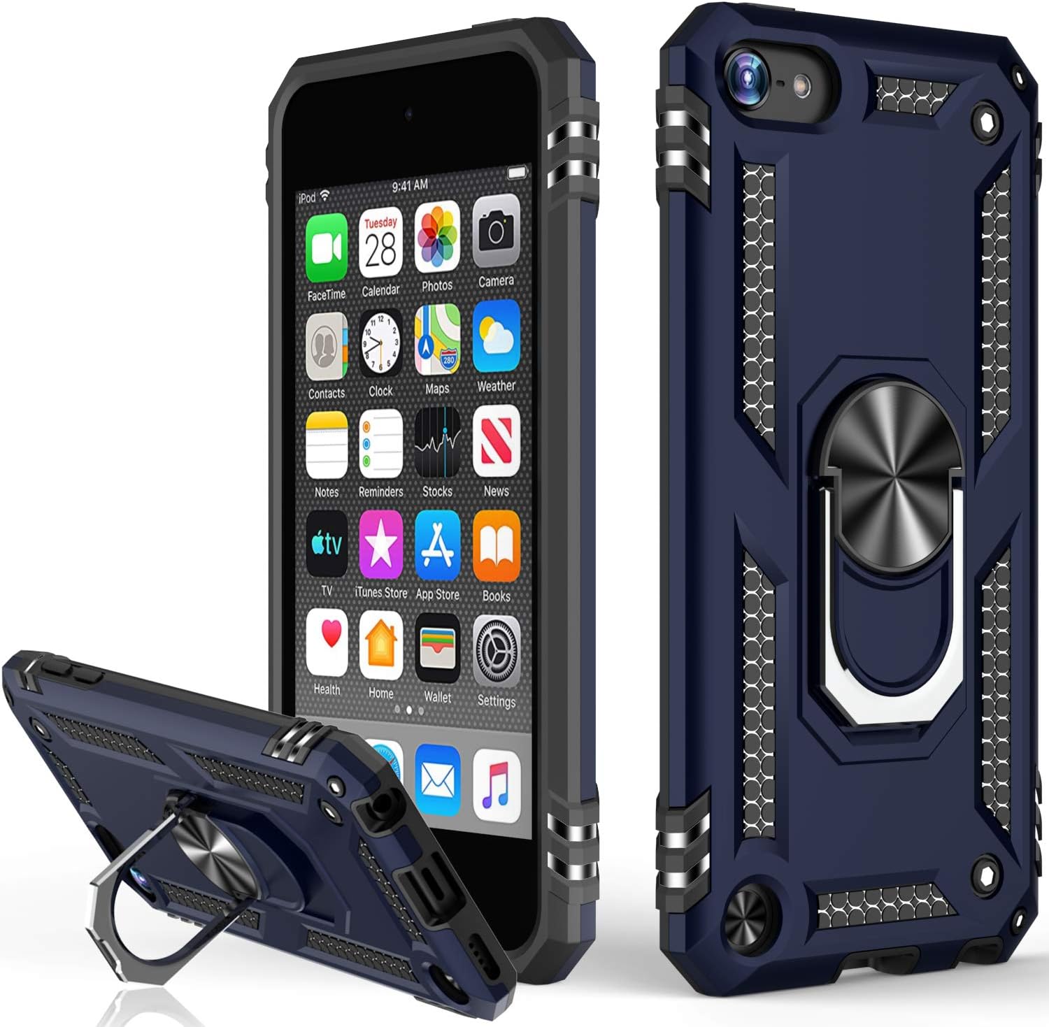 LUMARKE iPod Touch 7th Generation Case,iPod Touch 6 Case,iPod Touch 5 Case with Magnetic Kickstand,Military Grade Cover Protective Phone Case for iPod Touch 5th/6th/7th Gen Blue