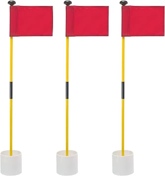Murray Sporting Goods Golf Flagsticks, Flags and Cups - Set of 3 for Golf Course or Backyard Putting Green and Chipping Greens | Mini Golf Flag Sticks for Pros or Juniors in Red, White and Blue USA