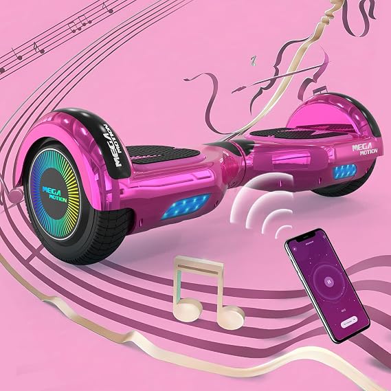 MEGA MOTION Hoverboards für Kinder 6.5 Zoll Zweirad Selbstbalancierendes Hoverboards mit Bluetooth Lautsprecher Kommt mit cool leuchtendem Rad mit LED-Leuchten Geschenk für Kinder und Jugendliche
