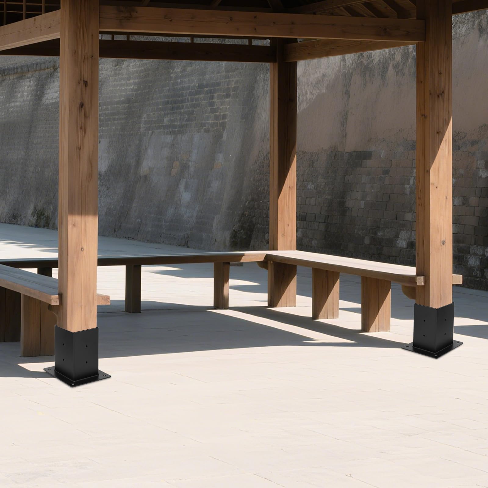 2 soportes para postes de 4 vías, soporte de esquina, juego de soporte de madera, conector de viga, herrajes de madera, soporte de esquina