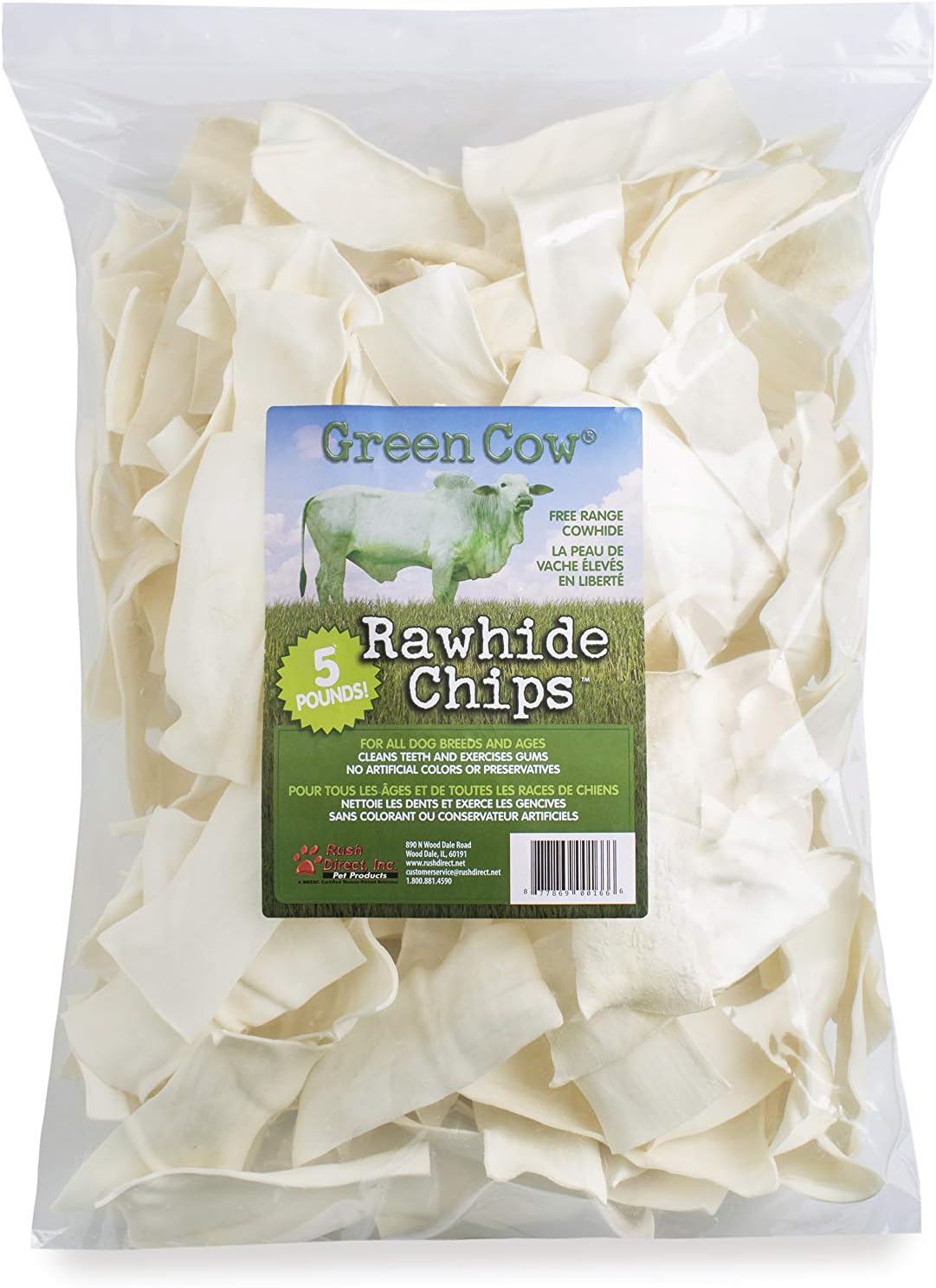 Chips 5-Pound Bag - Premium Large Dog Rawhide Chews - Ideal for Agressive Chewers Dog Rawhide Treats - Durable Rawhide Bones for Large Dogs