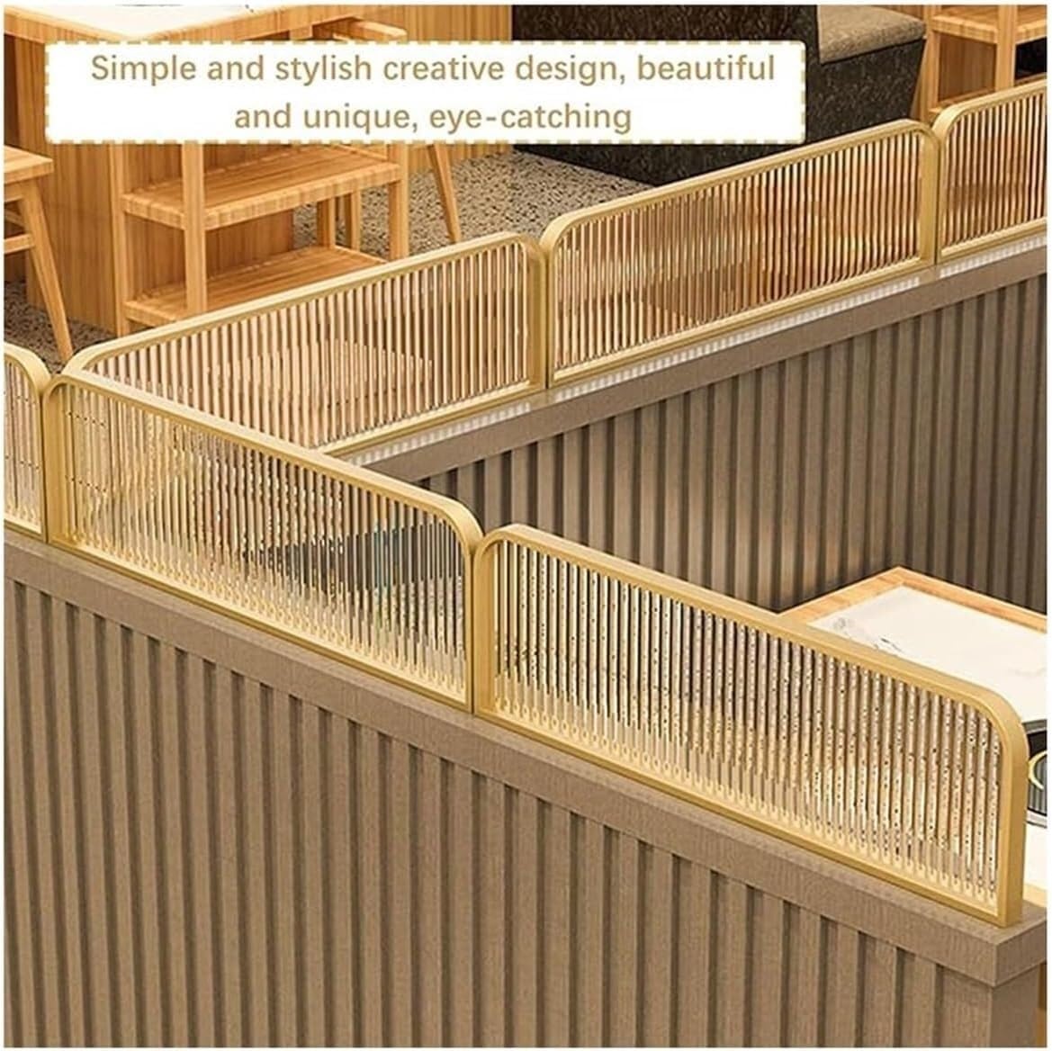 Stainless Steel Privacy Divider Panel for Dining, Office & Restaurant Decor - Gold Finish, 50x140cm, Stylish Room Partition for Hotels & Events
