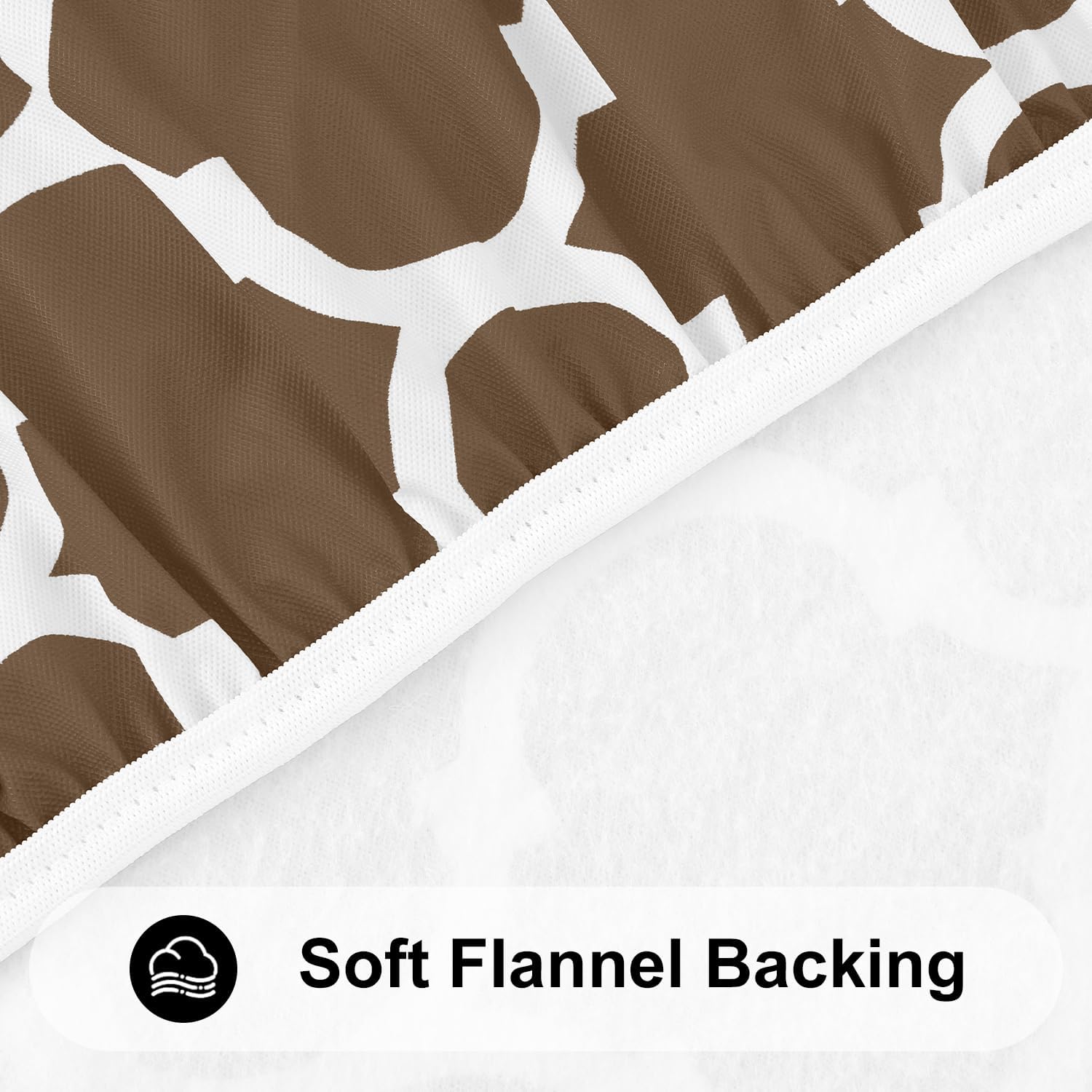  Round Picnic Tablecloth, Waterproof Elastic Fitted Table Covers for 36" - 44" Tables, Wipeable Flannel Backed Vinyl Tablecloths for Camping, Indoor, Outdoor, Brown & White thumbnail