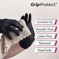 Vista 3 de GripProtect® Guantes de Nitrilo Negro Precisos, Examen, 4 Mil, Alimentos, Hogar, Limpieza, Médico/Dental, Tatuaje (Pequeño, 1,000)