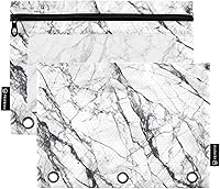 Vista 16 de Binder Pouch Purple Gold Shine Marble File Folder Sturdy Pencil Pouch for 3 Ring Binder Clear Window Office Desk Supplies Case Memento Holder with