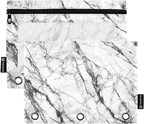 Miniatura 16 de Binder Pouch Purple Gold Shine Marble File Folder Sturdy Pencil Pouch for 3 Ring Binder Clear Window Office Desk Supplies Case Memento Holder with