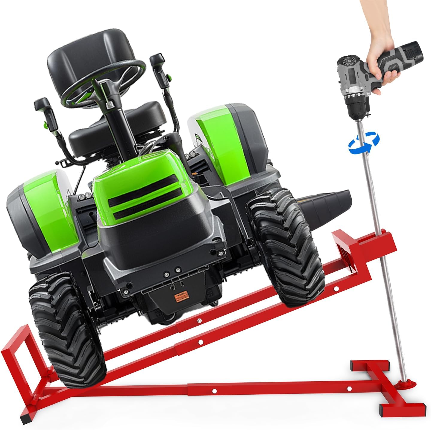 Lawn Mower Lift Jack for Riding Mowers up to 40 Inches Wide - 1200 lb Capacity, Heavy-Duty Safety Design, Telescopic Adjustment, Fast 1-Second Setup (Classic Premium Red)