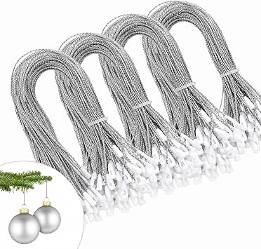 Christmas Tree Ornament String Hanger Precut Ribbon Hook with Snap Fastener